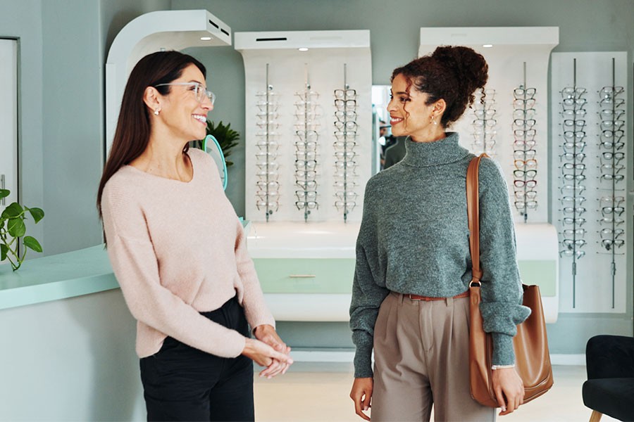 Beyond the Exam Room: Dr. Mishee Goyal on Optometry After Graduation OSI sponsored post April 2026 two women in a clinic